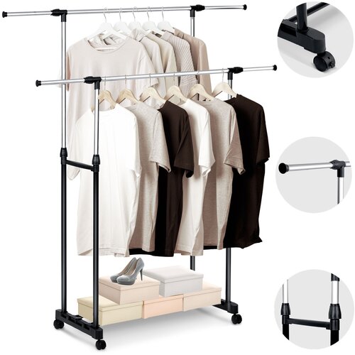 Massido 686400 Adjustable Clothes Hanger in Black and Silver, (21740741) Cene