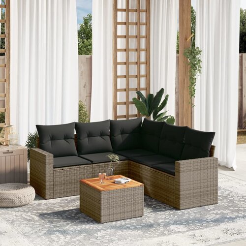 vidaXL 6-dijelni set vrtnih sofa od poliratana s jastucima sivi Cijene