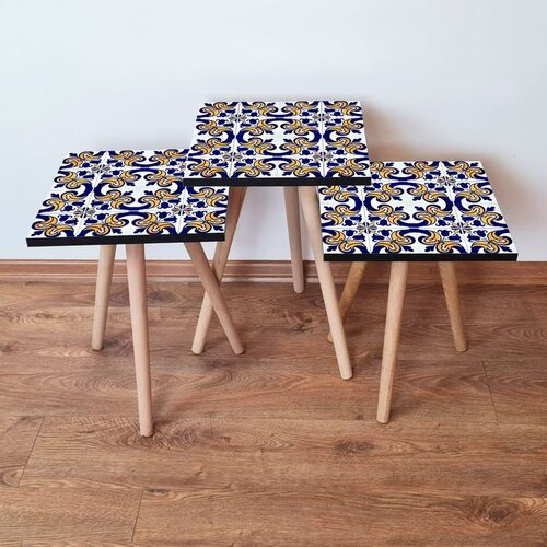 Hanah home 3Shp26 - white whitenavy blueyellow nesting table (3 pieces) Cene