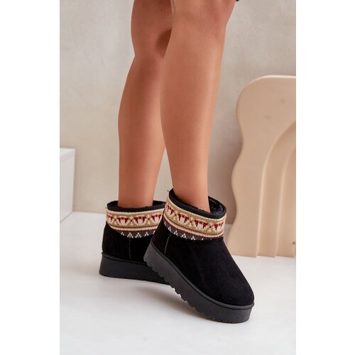 FR1 Women&amp;#039;s Snow Boots With Pattern On Platform Black Avatharia Slike