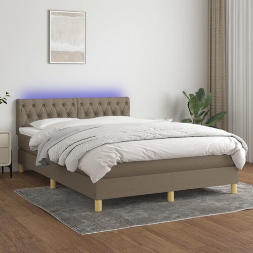  box spring s madracem LED smeđesivi 140x200 cm tkanina Cijene