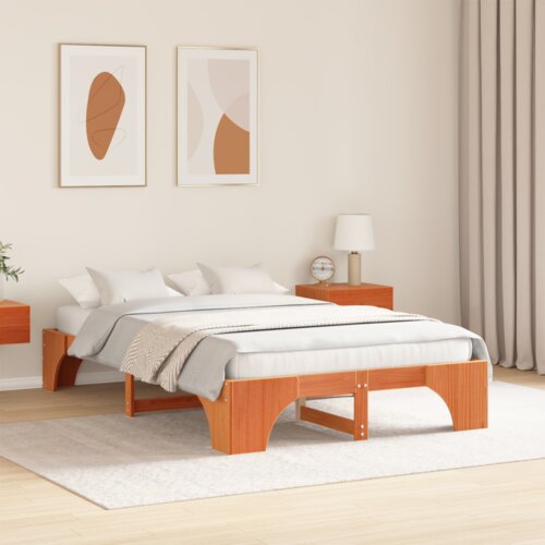  Okvir za krevet Vosak smeđa Puno drvo 120 x 200 cm Izdržljiv Slike