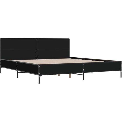  Okvir za krevet crni 200 x 200 cm konstruirano drvo i metal Slike