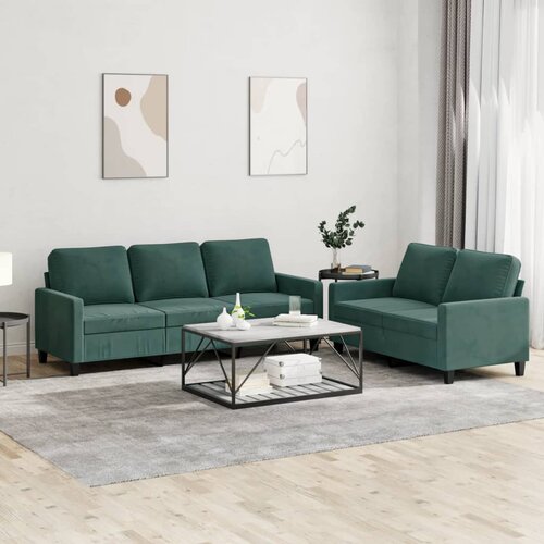 VidaXL 2-dijelni set sofa s jastucima tamnozeleni bar&amp;scaron;unasti Slike