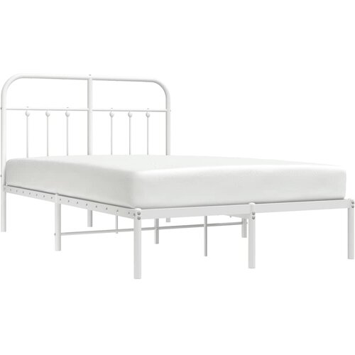  Metalni okvir za krevet s uzglavljem bijeli 120 x 190 cm Slike