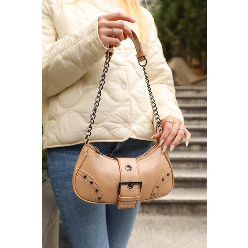 Madamra Mink Patent Leather Women&amp;#039;s Trousered Baguette Bag with Belt Buckles. Slike