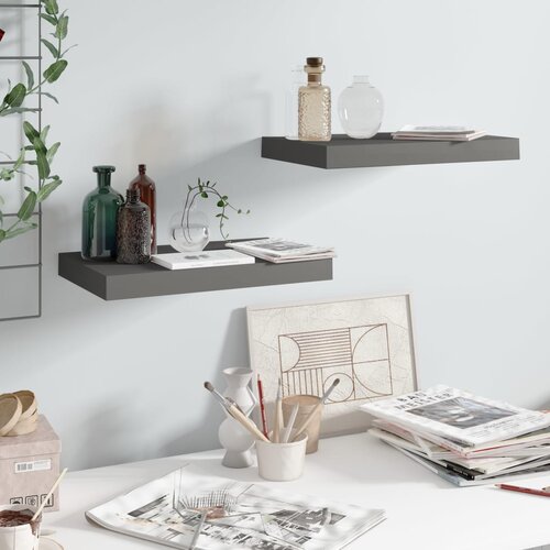 VidaXL Plutajuće zidne police 2 kom sjajne sive 40 x 23 x 3,8 cm MDF Slike