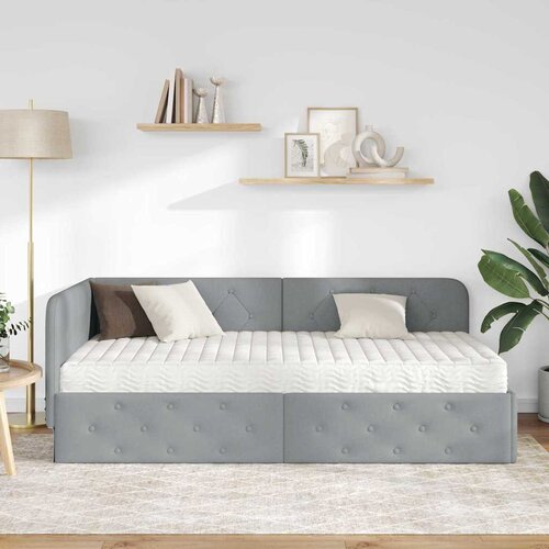  Kutni okvir kreveta Svijetlo siva 90 x 200 cm tkanina Slike