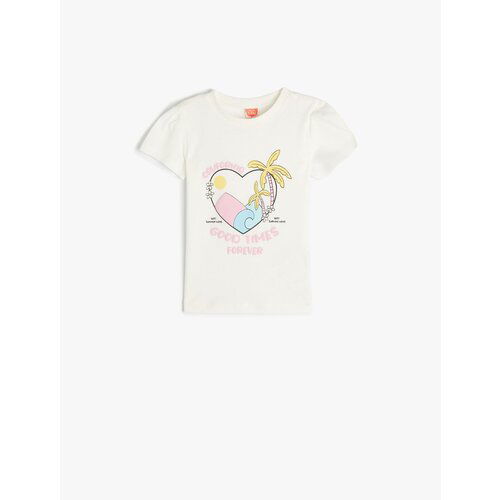 Koton T-Shirt Short Sleeve Heart Printed Cotton Cene