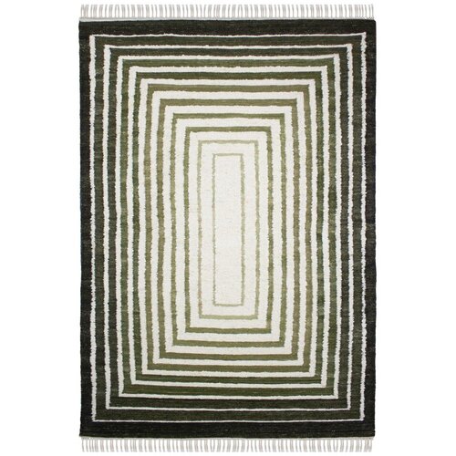 Flair Rugs Zelena ročno tkana preproga iz me&scaron;anice volne 160x230 cm Boucle Frame &ndash; Cene