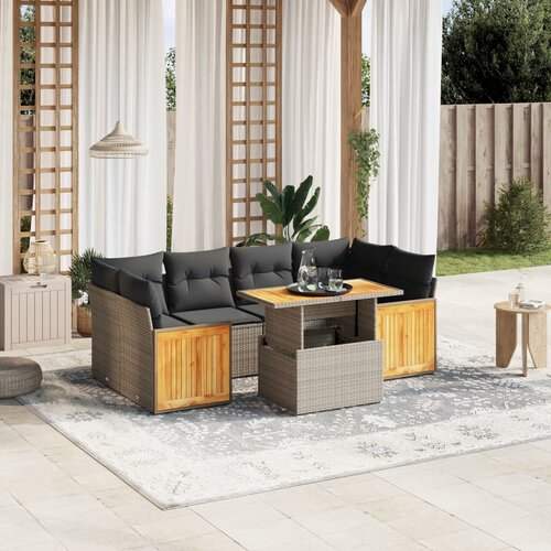 vidaXL 7-dijelni set vrtnih sofa sivi od poliratana Cijene