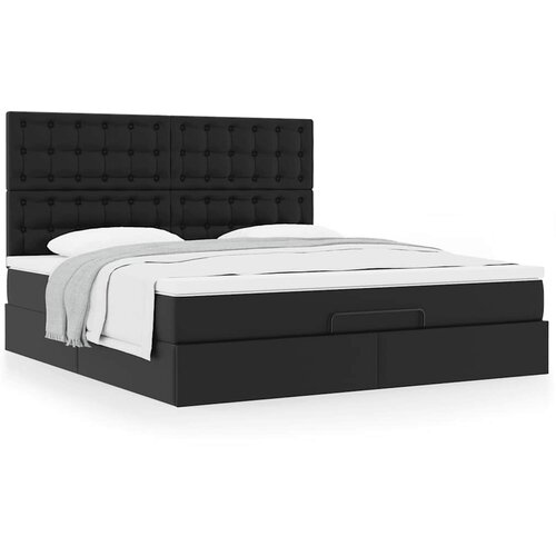 vidaXL Otomanski posteljni okvir z vzmetnico črn 180x200 cm um. usnje Cene