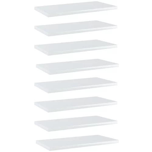 Police za knjige 8 kom visoki sjaj bijele 40x20x1,5 cm iverica