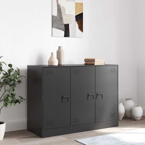  Komoda crna 99 x 39 x 73 cm čelična Slike