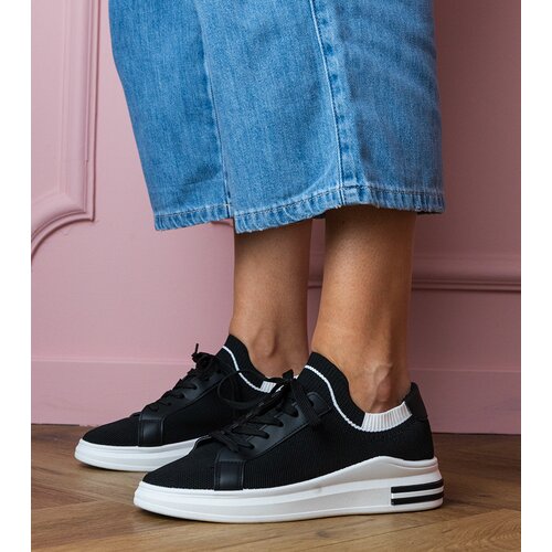 D/CEO marka niezdefiniowana Black women's platform sneakers with laces Selinda Cene
