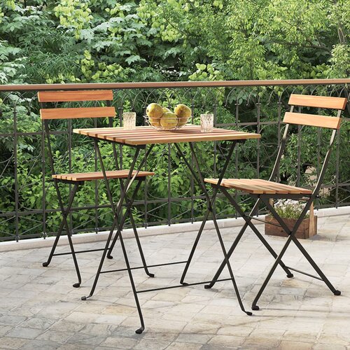 VidaXL Sklopivi bistro stol 55 x 54 x 71 cm masivna tikovina i čelik Slike