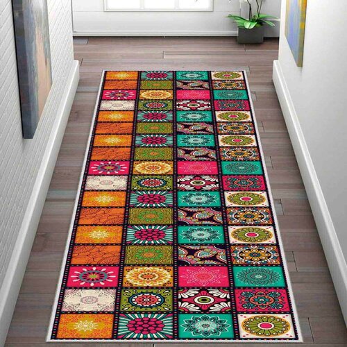 Conceptum Hypnose Wooylk0089 whiteorangegreenyellowfuchsia carpet (80 x 250) Cene