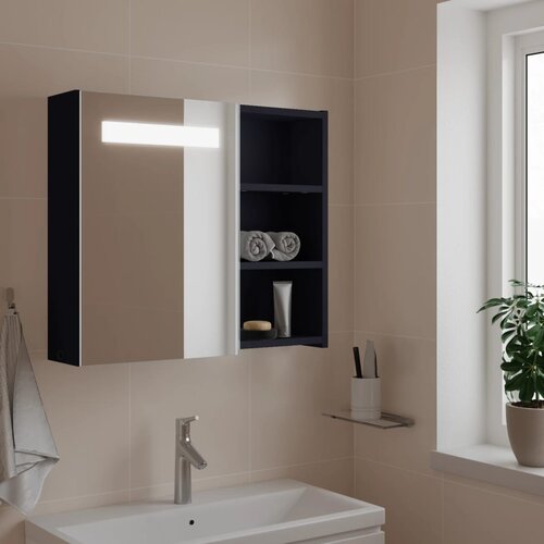 VidaXL Kupaonski ormarić s ogledalom i LED svjetlom sivi 60x13x52 cm Slike