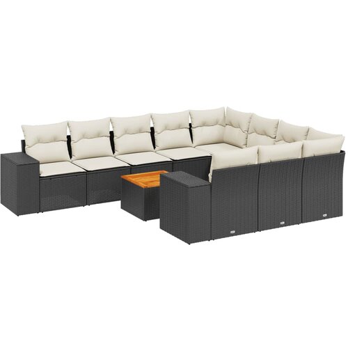  11-dijelni set vrtnih sofa od poliratana s jastucima crni Crna 83 x 62 x 69 cm Slike