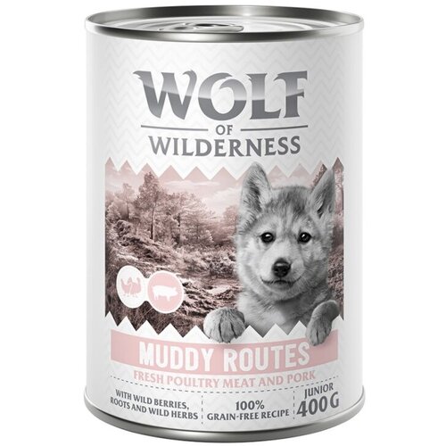 Wolf of Wilderness Junior &amp;ldquo;Expedition&amp;rdquo; 6 x 400 g - Muddy Routes - perad sa svinjetinom Slike