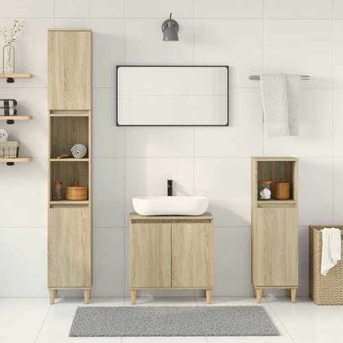 vidaXL 3-dijelni set kupaonskog namještaja boja hrasta sonome drveni Cijene