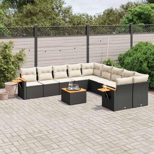  11-dijelni set vrtnih sofa od poliratana s jastucima crni Cijene