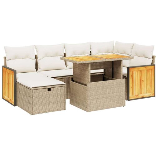 VidaXL 7-dijelni set vrtnih sofa od poliratana s jastucima bež Slike