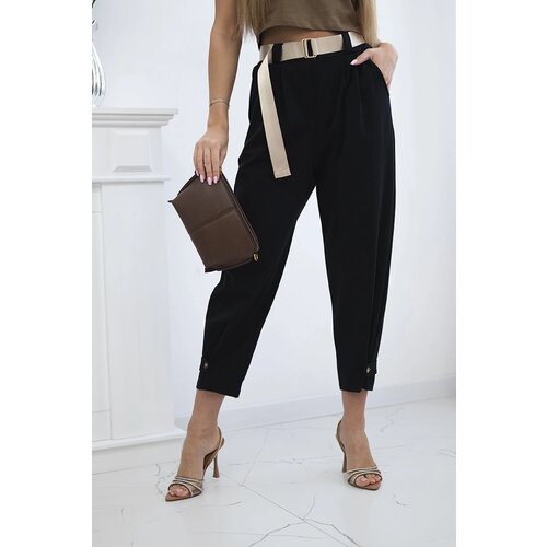 Kesi Włoski Summer Punto trousers with leg closure black Cijene