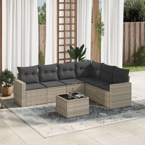 vidaXL 7-dijelni set vrtnih sofa svjetlosivi od poliratana Cijene