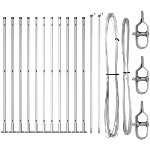 vidaXL Ograjni Stebri z Osnovnimi Ploščami 13 kos Ø32mm 68.5cm Cinkano Jeklo Cene