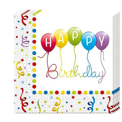 Salvete 20-delni komplet 2-slojnih papirnatih prtičkov 33x33cm Happy Birthday Cene