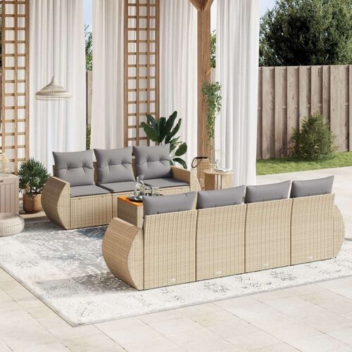 VidaXL 8-dijelni set vrtnih sofa od poliratana s jastucima bež Slike
