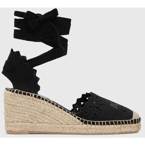 Karl Lagerfeld Espadrile KAMINI MID ženske, črna barva, KL32206