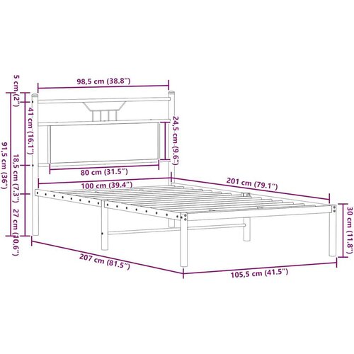 VidaXL Okvir kreveta bez madraca boja hrasta 100 x 200 cm drveni Slike