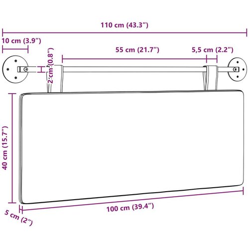 Viseće uzglavlje kreveta Kordura tekstil - Plava 100 cm bez LED Cene