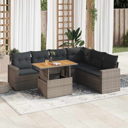 7-dijelni set vrtnih sofa sivi od poliratana Slike