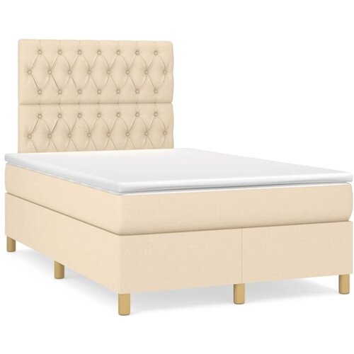 vidaXL Box spring postelja z vzmetnico LED krem 120x190 cm blago Cene