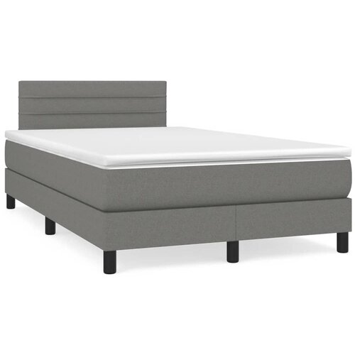 VidaXL Box spring postelja z vzmetnico LED temno siva 120x190 cm blago Slike