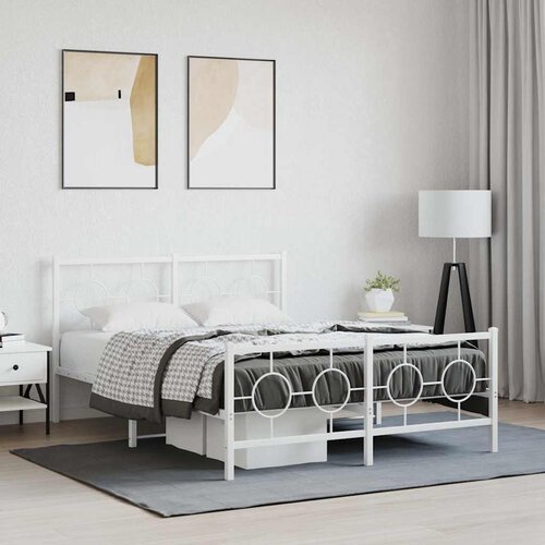  Metalni okvir kreveta uzglavlje i podnožje bijeli 140x200 cm Cijene