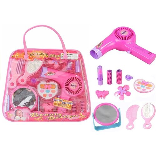  Girls Beauty Kit Hair Accessories Set Realistic Hairdryer In A Bag Slike