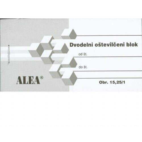 Alea Obrazec 15,25/1 dvodelni o&amp;scaron;tevilčeni blok beli Slike