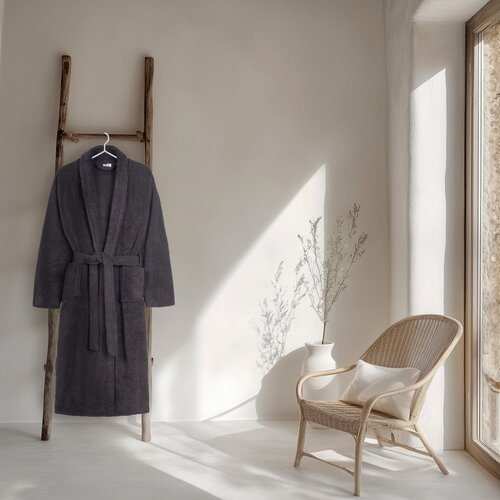 HIP Antracitno sivi pamučan kućni ogrtač XL/XXL Terry &amp;ndash; Slike