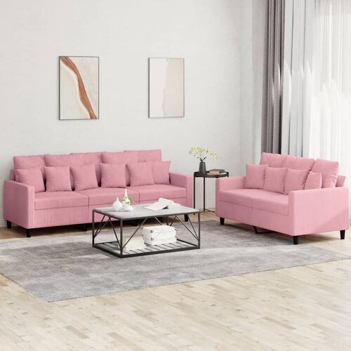  2-dijelni set sofa s jastucima ružičasti bar&scaron;unasti Cijene