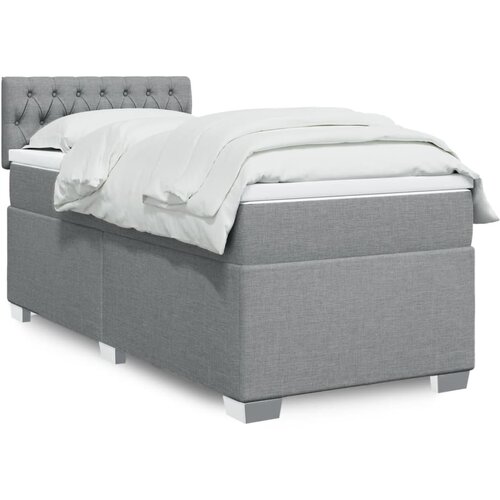 vidaXL Box spring postelja z vzmetnico svetlo siva 90x190 cm blago Cene