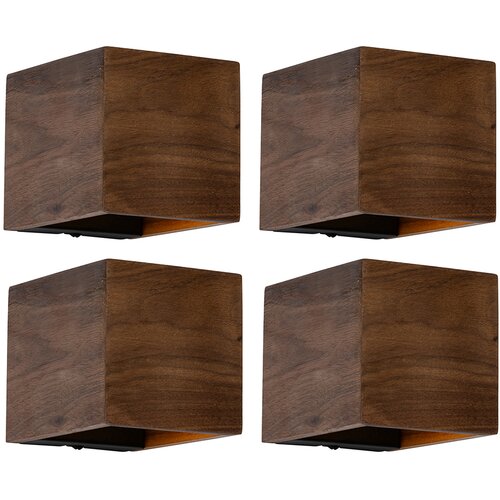 QAZQA Set van 4 smart wandlampen walnoot hout 8 cm incl. LED - Transfer Slike