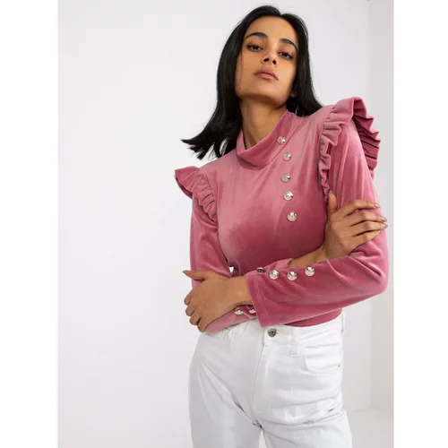 Fashion Hunters Women's pink velor Capri blouse
