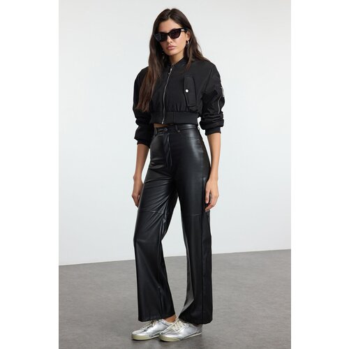 Trendyol Black Relaxed/Comfortable Straight/Piece Leg Stitch Detailed Trousers Slike