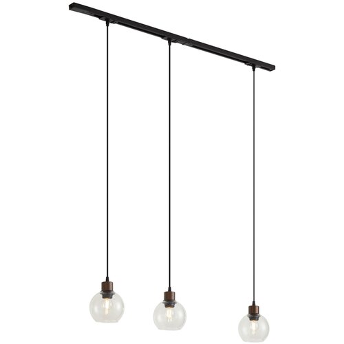 QAZQA Modern railsysteem zwart met 3 hanglampen brons 1-fase - Iconic Lava Slike