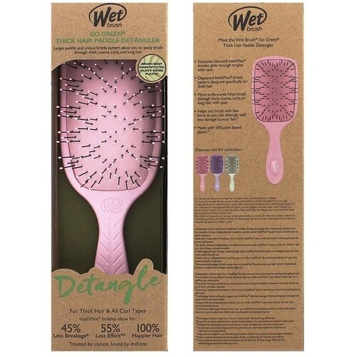 Wet Brush Go Green Thick Hair Paddle Detangler ravna četka za raščešljavanje Pink Cene