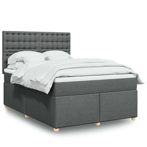 vidaXL Box spring postelja z vzmetnico temno siva 160x200 cm blago Cene